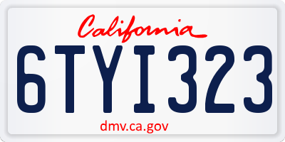 CA license plate 6TYI323