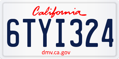 CA license plate 6TYI324