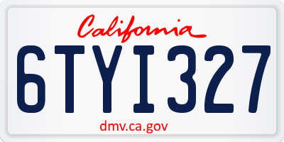 CA license plate 6TYI327