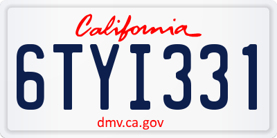 CA license plate 6TYI331