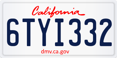 CA license plate 6TYI332