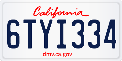 CA license plate 6TYI334