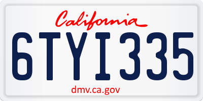 CA license plate 6TYI335