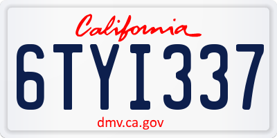 CA license plate 6TYI337