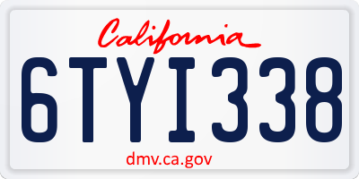 CA license plate 6TYI338