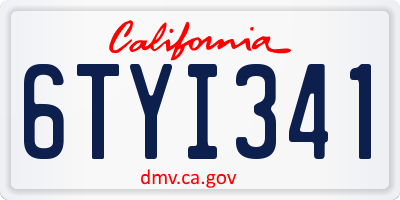 CA license plate 6TYI341