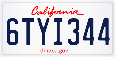 CA license plate 6TYI344