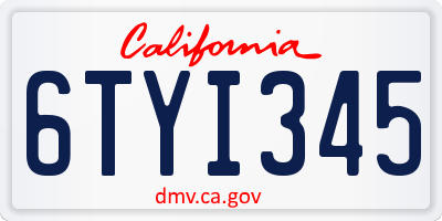 CA license plate 6TYI345