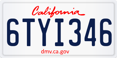 CA license plate 6TYI346