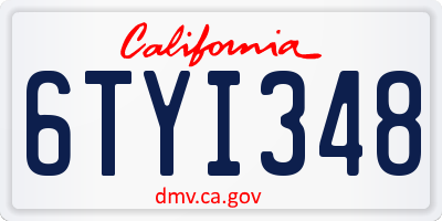 CA license plate 6TYI348