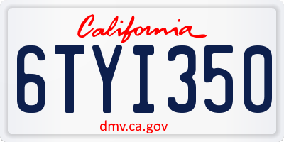 CA license plate 6TYI350