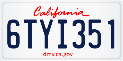CA license plate 6TYI351
