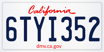 CA license plate 6TYI352