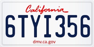 CA license plate 6TYI356