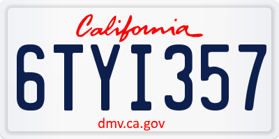 CA license plate 6TYI357