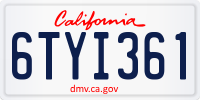 CA license plate 6TYI361