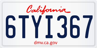CA license plate 6TYI367