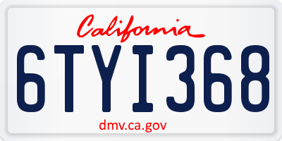 CA license plate 6TYI368