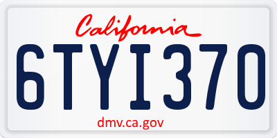 CA license plate 6TYI370