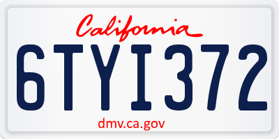 CA license plate 6TYI372