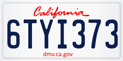CA license plate 6TYI373
