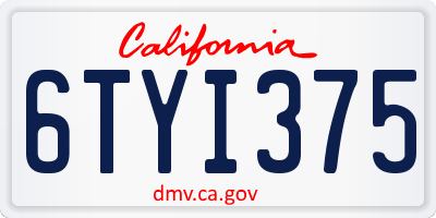 CA license plate 6TYI375