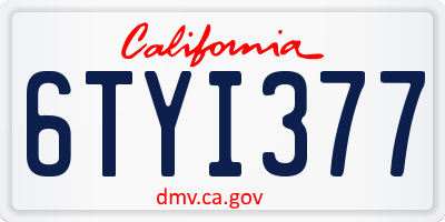 CA license plate 6TYI377