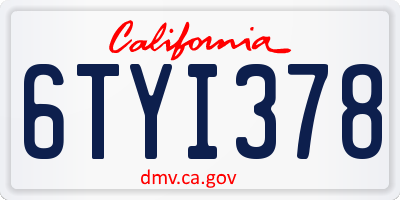CA license plate 6TYI378