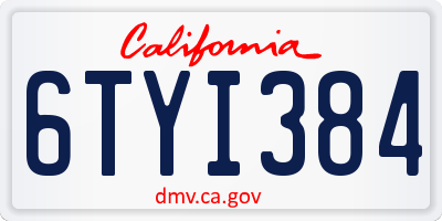 CA license plate 6TYI384