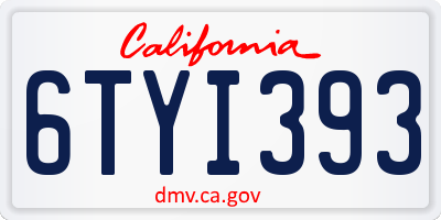 CA license plate 6TYI393