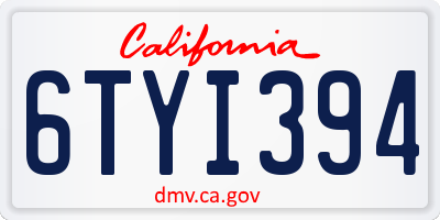 CA license plate 6TYI394