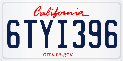 CA license plate 6TYI396