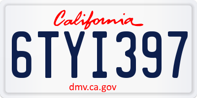 CA license plate 6TYI397