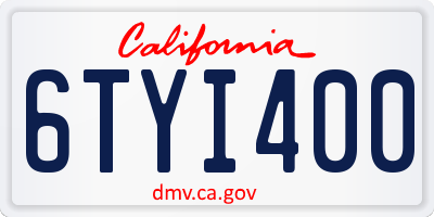 CA license plate 6TYI400