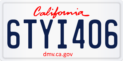 CA license plate 6TYI406