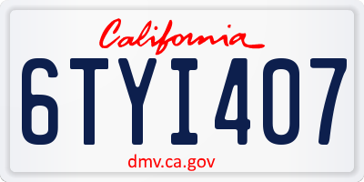 CA license plate 6TYI407