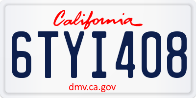 CA license plate 6TYI408