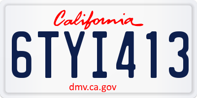 CA license plate 6TYI413