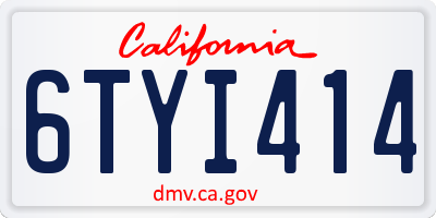 CA license plate 6TYI414