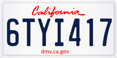 CA license plate 6TYI417