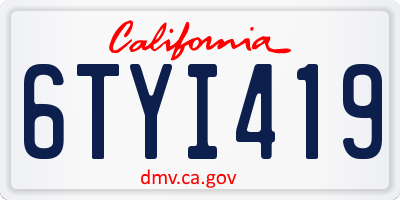 CA license plate 6TYI419