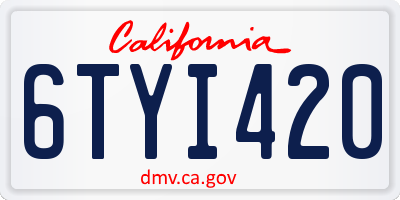 CA license plate 6TYI420