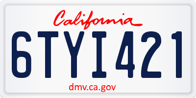 CA license plate 6TYI421