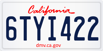 CA license plate 6TYI422