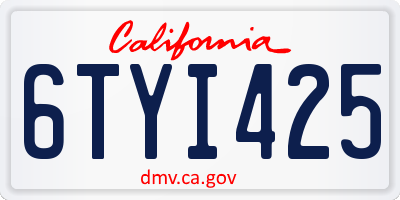 CA license plate 6TYI425