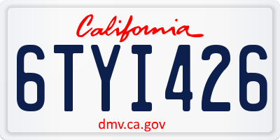 CA license plate 6TYI426