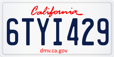 CA license plate 6TYI429