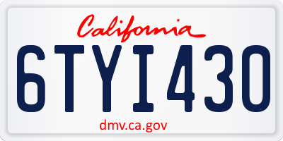 CA license plate 6TYI430