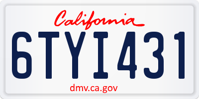 CA license plate 6TYI431
