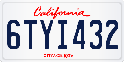CA license plate 6TYI432